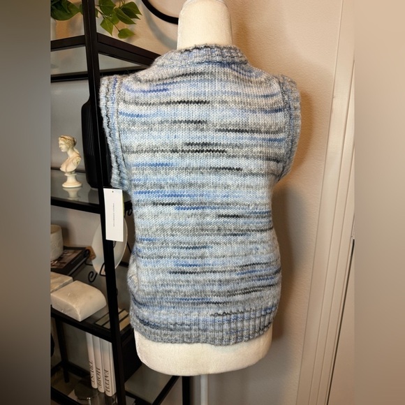 NWT French Connection Womens Space Dye V-Neck Sweater Vest Paradise Blue Size M - Picture 5 of 8